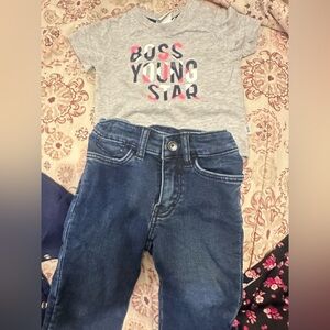 Hugo Boss Dark Blue Kids Jeans and grey Boss t-shirt